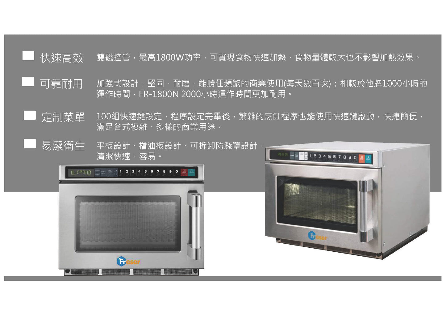 最強大的-商用微波爐 - FR-1800N 挑戰優惠